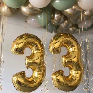 Балони с хелий за Рожден ден 33 златни цифри