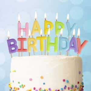 Цветни свещички за торта букви Happy Birthday