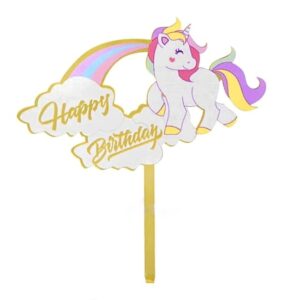 Топер "Happy Birthday" еднорог и дъга