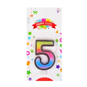 Свещичка шарена цифра 5