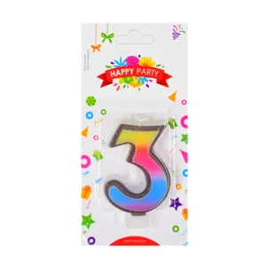 Свещичка шарена цифра 3